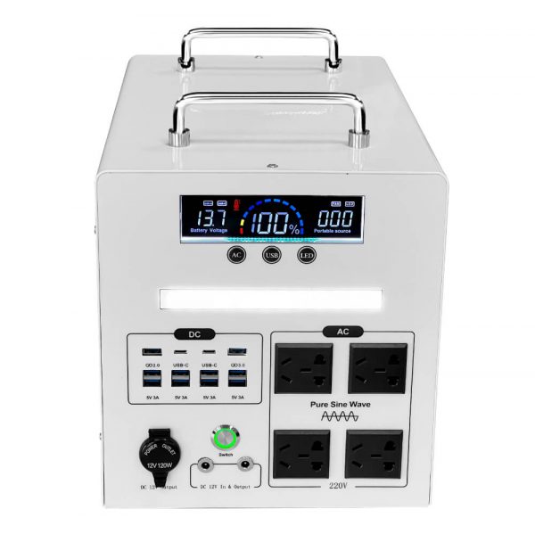 1600W Portable Power Station – 1280Wh LiFePO4 Battery, Pure Sine Wave, 10×USB, AC/DC/Cigarette Outputs, Rugged Metal Case - Image 4