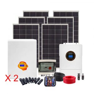 19.84kW Off-Grid Solar Power System | 2×11kW Hybrid Inverters + 20.48kWh LiFePO4 Battery + 32×620W Mono PERC Solar Panels