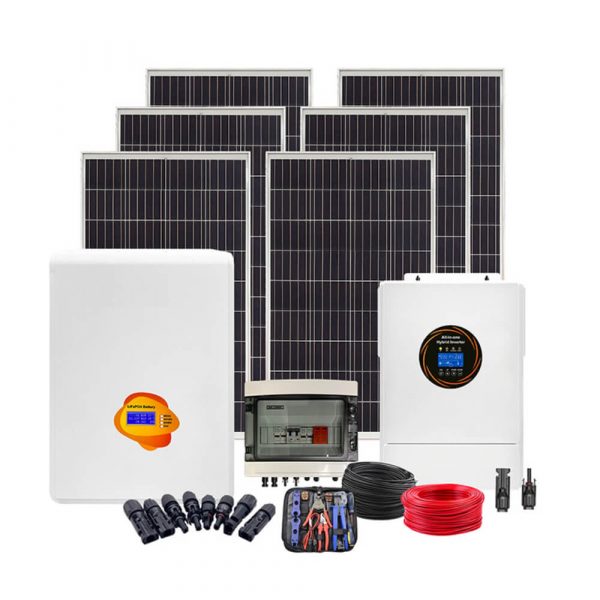 Complete Off-Grid Solar Power System | 5.5kW Inverter + 5.12kWh LiFePO4 Battery + 8× 620W Mono PERC Solar Panels