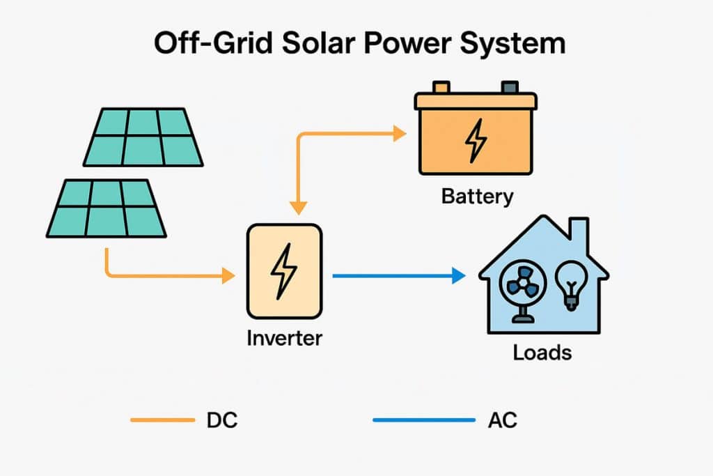 Off-grid solar power system's components and how it works